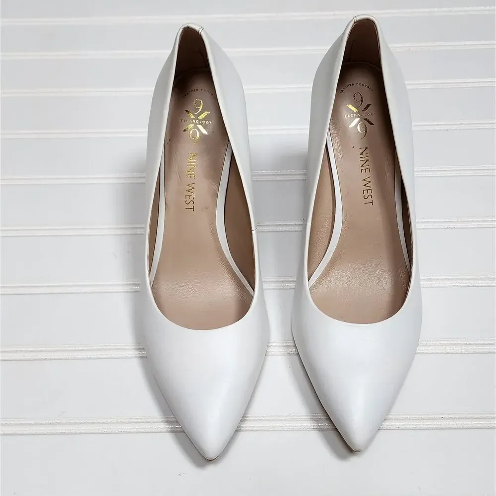 NWOT Nine West Astoria 9x9 Women's Block Heel Pumps Size 7.5 White - Picture 3 of 10